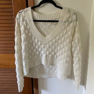 White knit sweater crop top